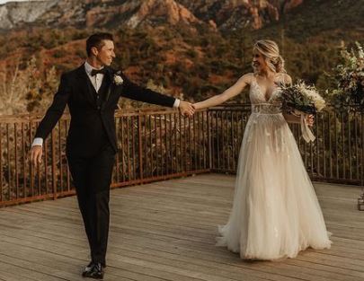 Brandon and his wife on their wedding day