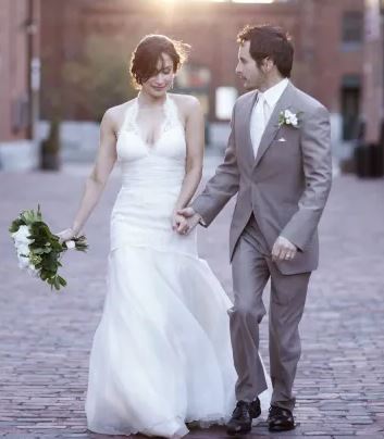 A candid shot of Cynthia Loyst and her husband, Jason, on their wedding day. 