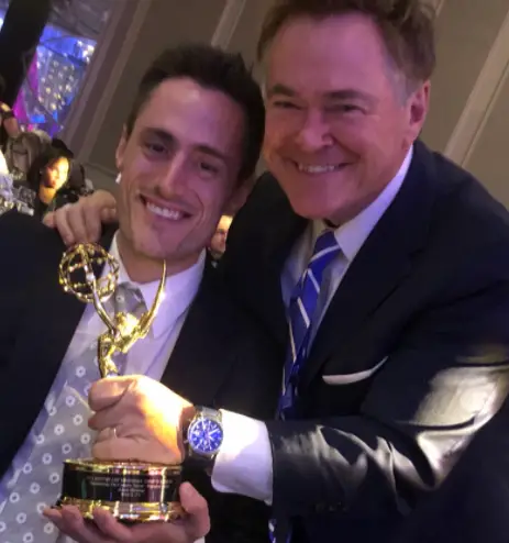 Ed HardingÂ with his Emmy-award-winningÂ son, Adam Harding, at the Emmy Awards event.