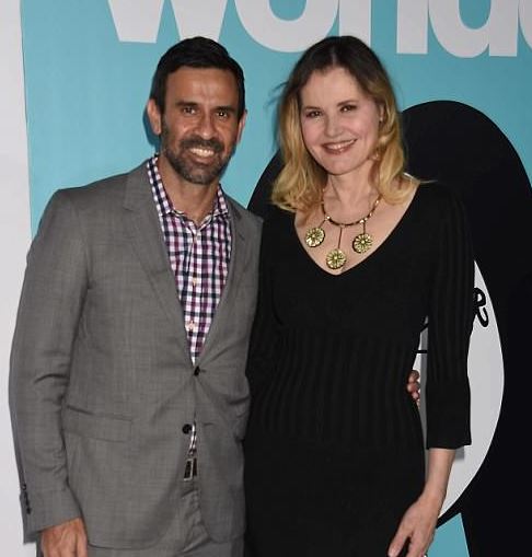 Reza Jarrahy and Geena Davis photographed at an event in Los Angeles. 
