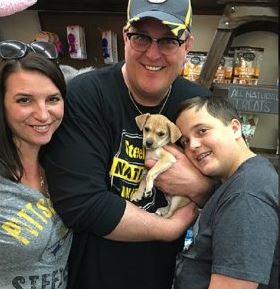 Patty Gardell with her husband, Billy Gardell, and her son, William Gardell