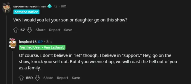 A Redditor Asking Van About His Kids
