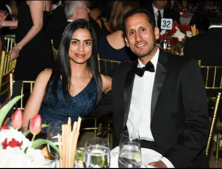 Dhivya Suryadevara with her husband at theÃƒâ€šÃ‚Â Apex For YouthÃƒâ€šÃ‚Â gala in 2017 