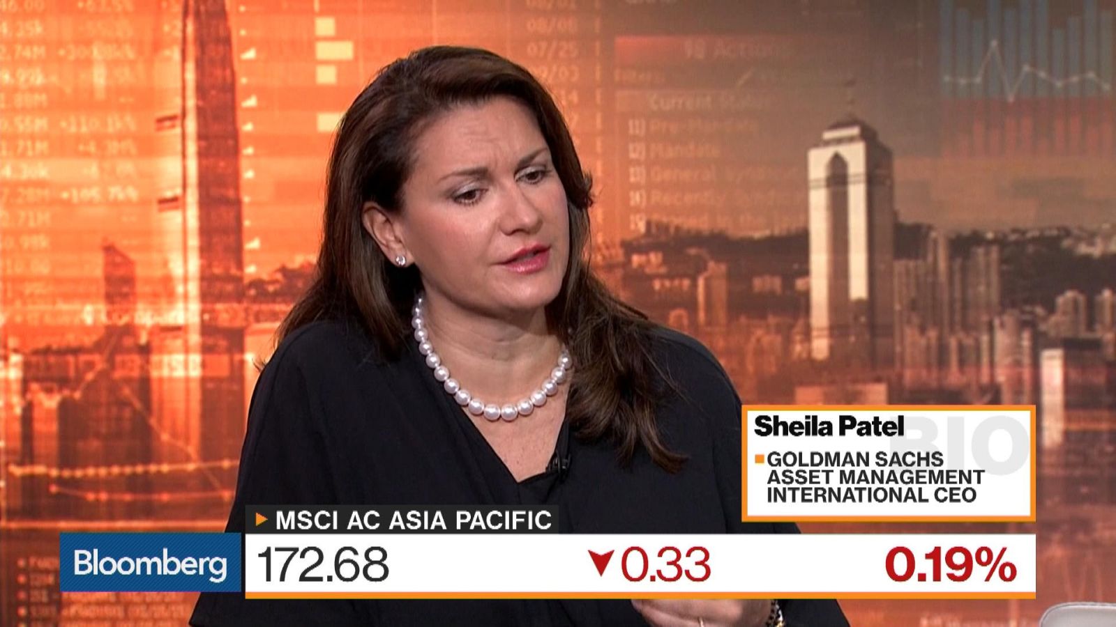 Sheila Patel during an interview with Bloomberg
